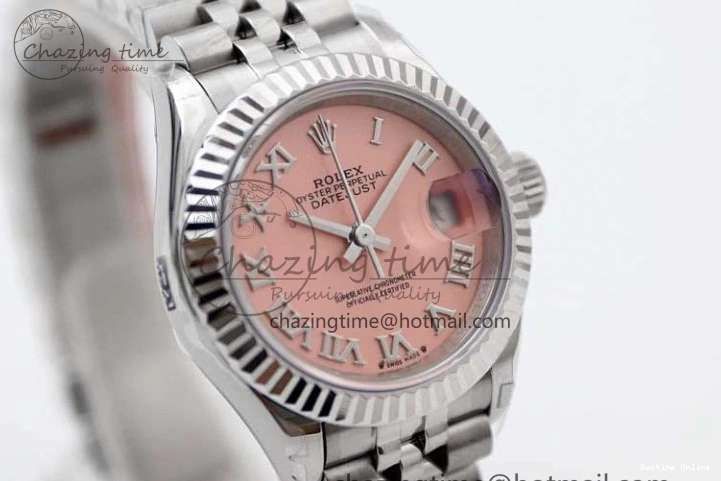 0403 ComfortFit Lady DateJust 28 SS TWF 1:1 Best Edition 904L Steel Pink Dial Roman Markers on President Bracelet NH 2183